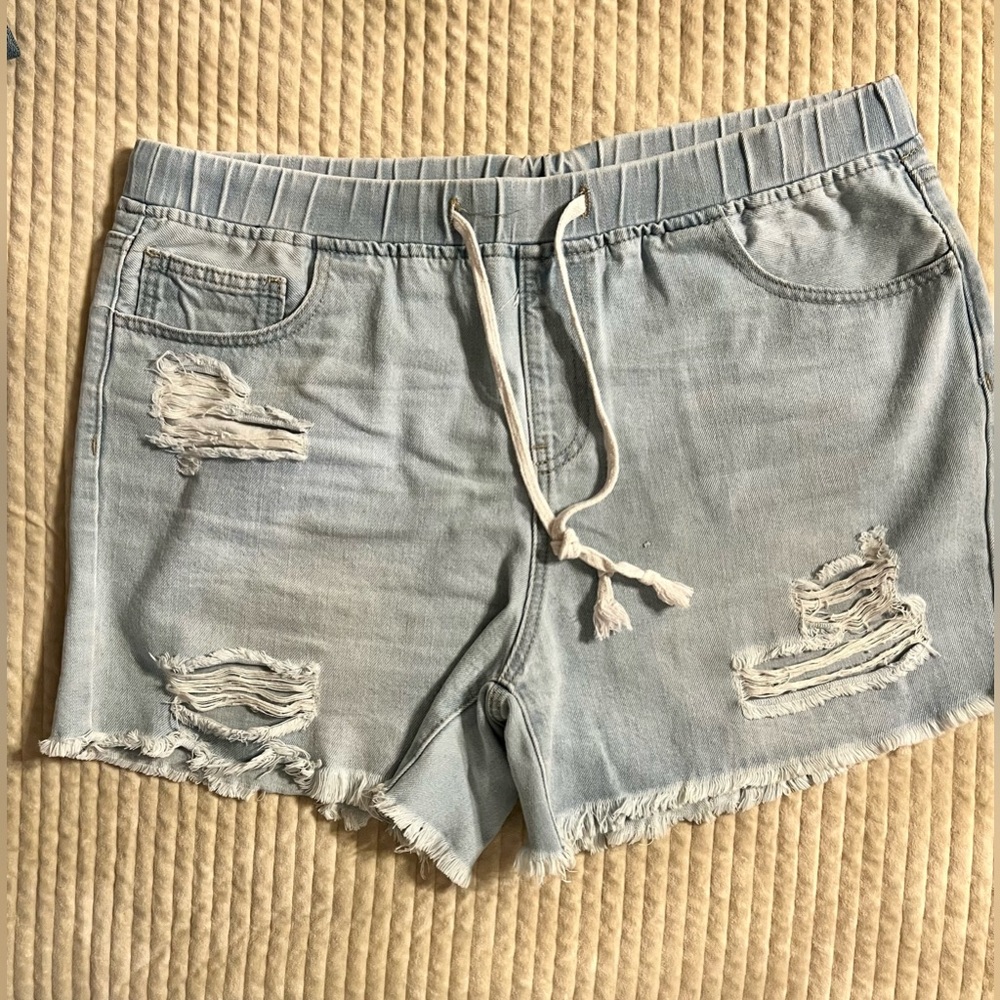 YMI Light Blue Distressed Denim Shorts